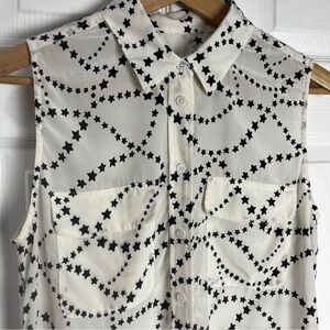 🌟Equipment Femme 100% Silk Star Print Blouse Size S • Sleeveless Button-Up